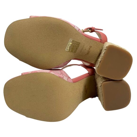 COACH Maddy Pink Signature Strappy Sandal Block Heel Womens SZ 5B C8930 NIB - Picture 6 of 10
